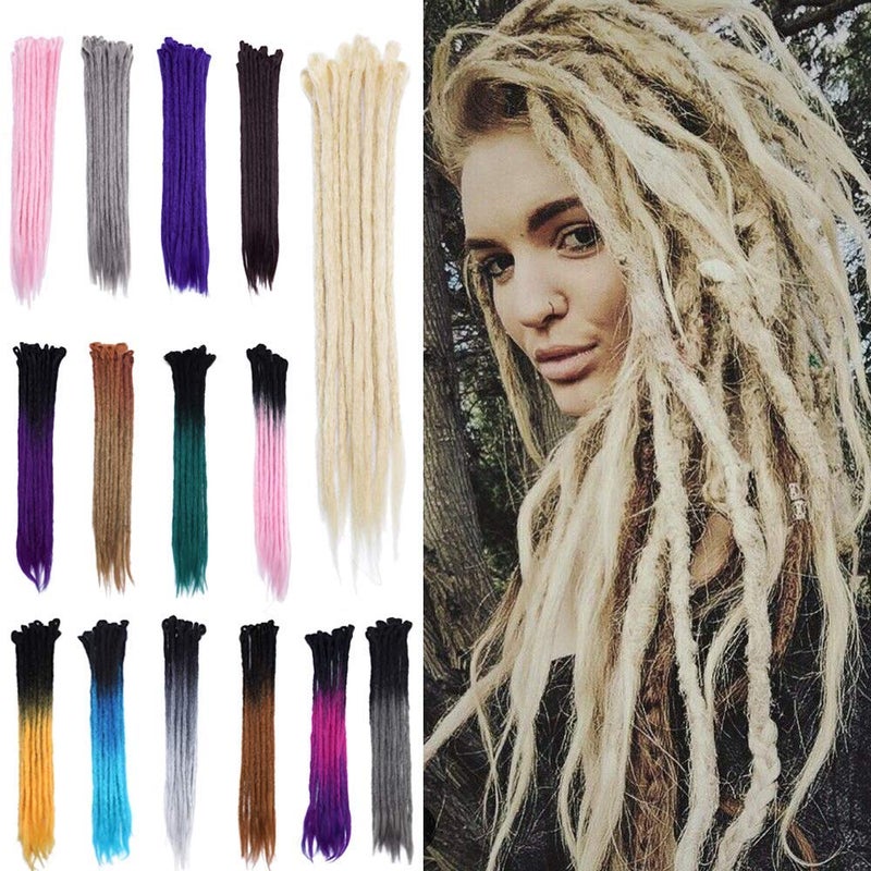 S-noilite 20" Dreadlock Extension Ombre For Hip-Hop Synthetic Heat Resistant Crochet Braiding Hair Handmade Reggae Extension Twist Braiding Hairpiece Box Braid For Man Women(10strands/2packs,bleach blonde) - Image 1